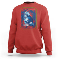 Terrifier Santa Christmas Sweatshirt Slashing Through The Snow - Wonder Print Shop