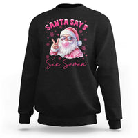 67 Six Seven Pink Santa Christmas Meme Sweatshirt - Wonder Print Shop