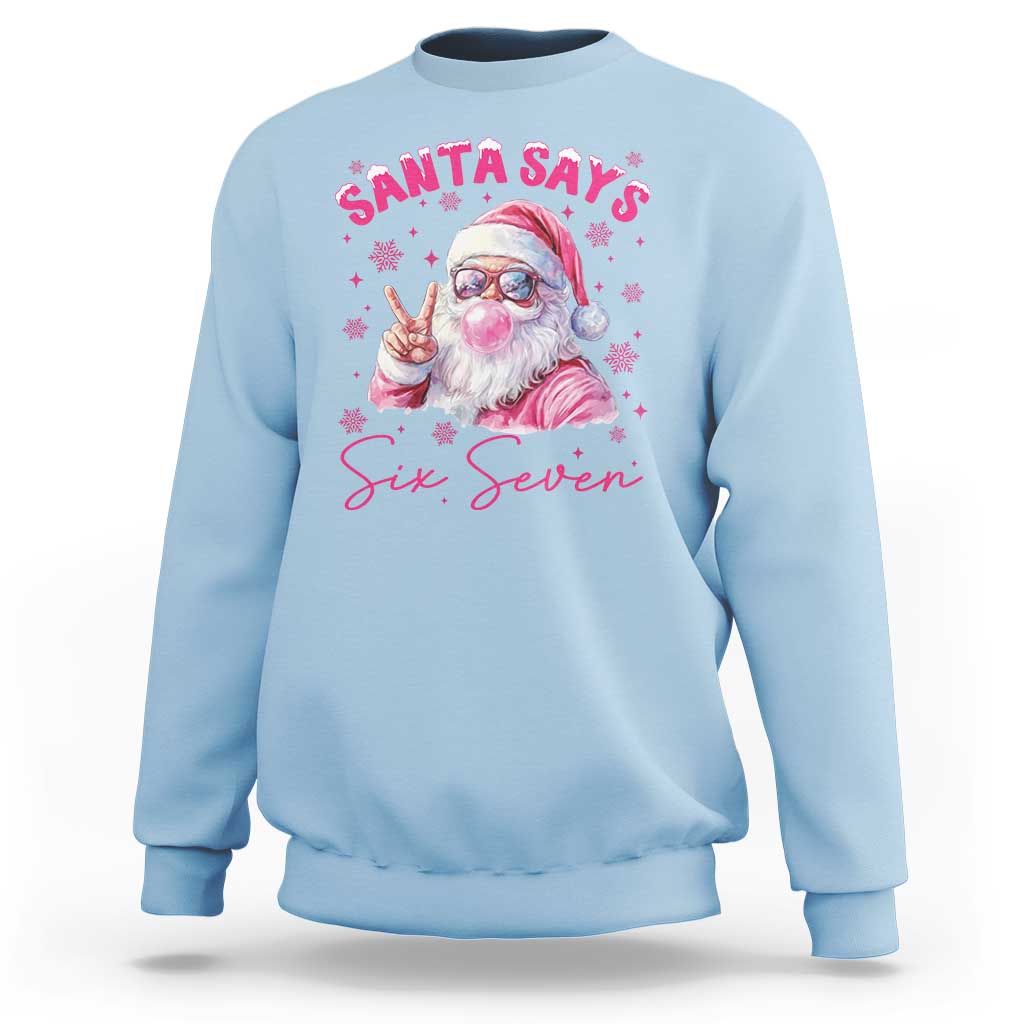 67 Six Seven Pink Santa Christmas Meme Sweatshirt - Wonder Print Shop