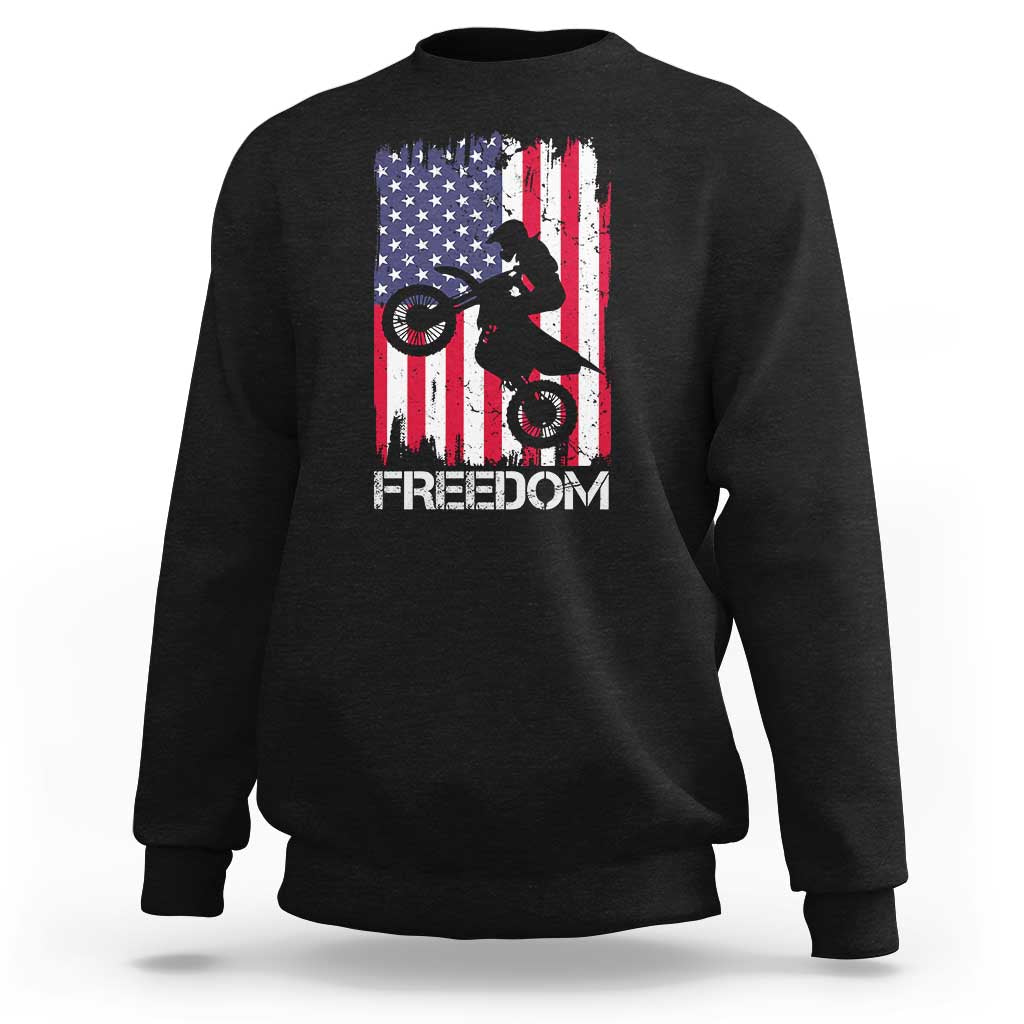 Freedom Motocross Dirt Bike Sweatshirt Patriotic American Flag - Wonder Print Shop