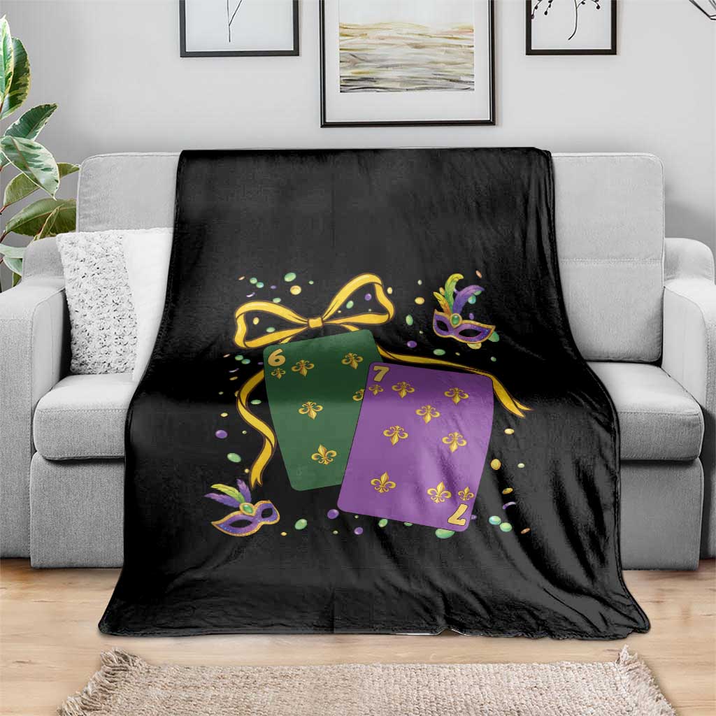 67 Mardi Gras Throw Blanket Funny Six Seven Playing Cards Meme