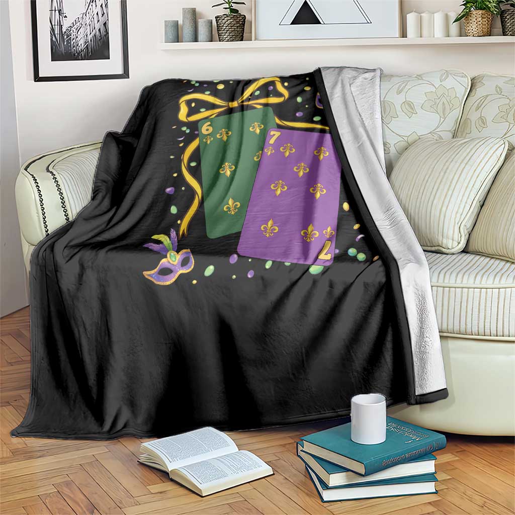 67 Mardi Gras Throw Blanket Funny Six Seven Playing Cards Meme