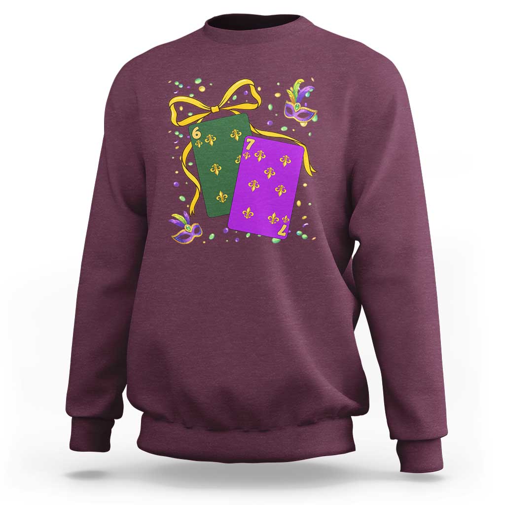 67 Mardi Gras Sweatshirt Funny Six Seven Playing Cards Meme