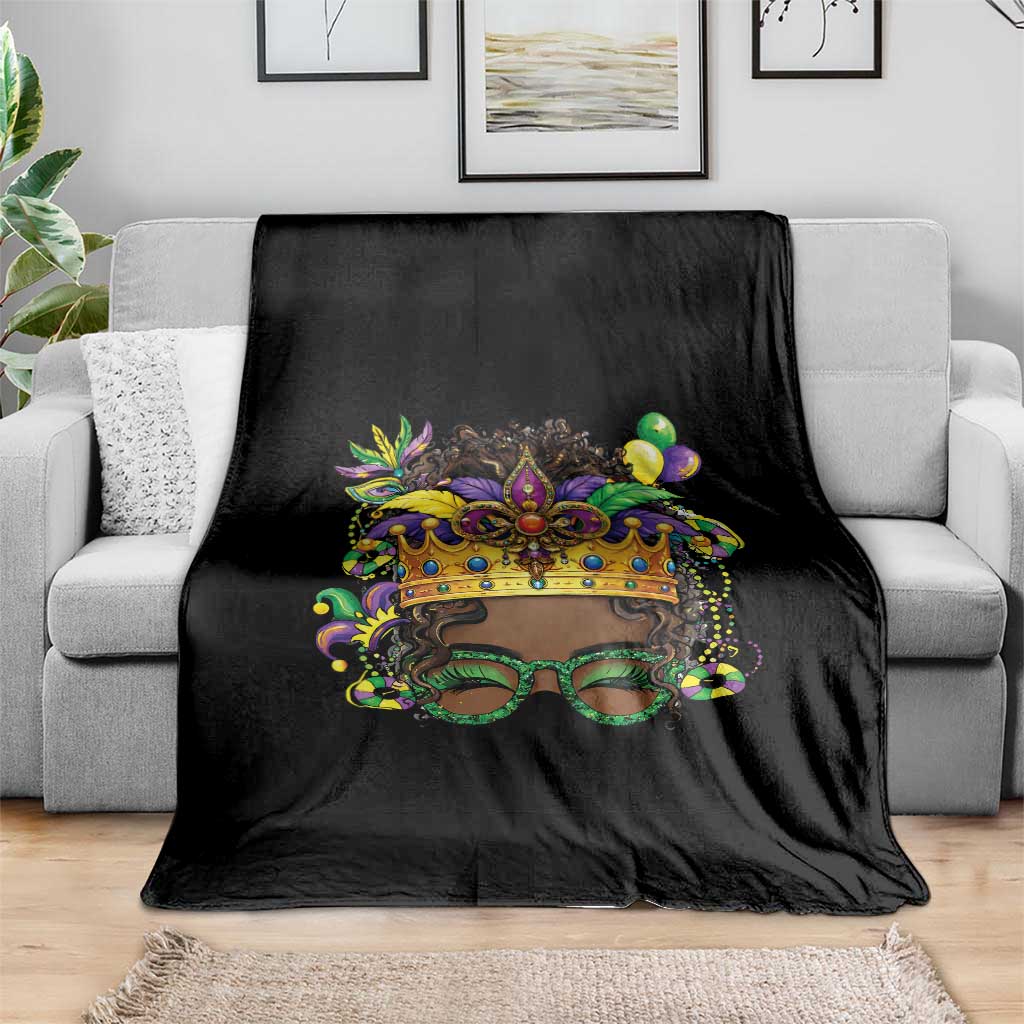 Mardi Gras Queen Throw Blanket Messy Pun Carnival Party
