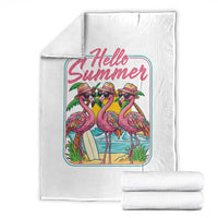 Summer Flamingo Pink Throw Blanket Tropical Palm Tree Beach Vacation