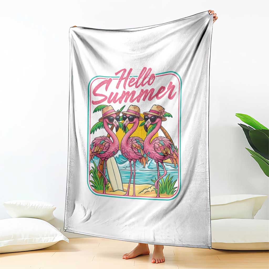 Summer Flamingo Pink Throw Blanket Tropical Palm Tree Beach Vacation