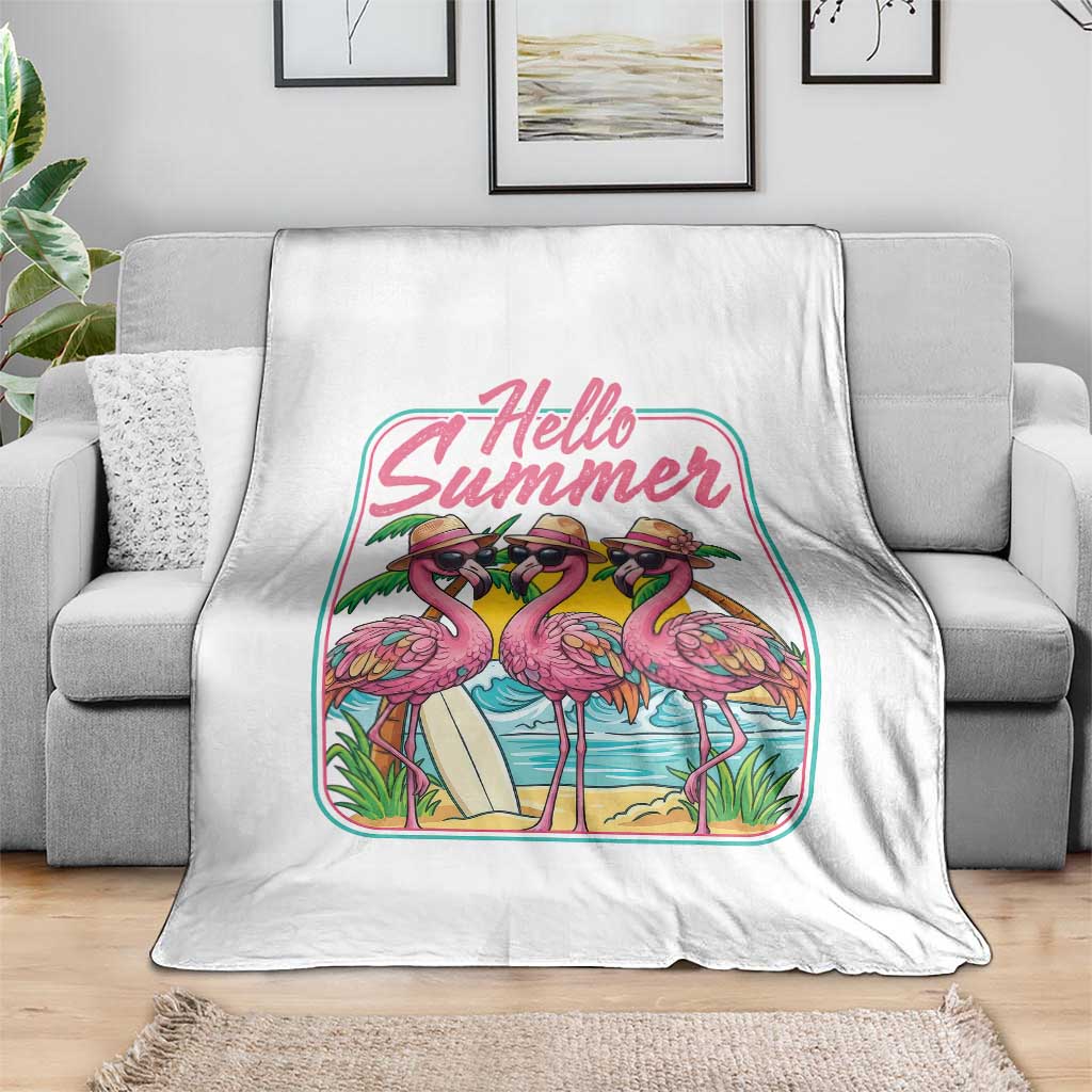 Summer Flamingo Pink Throw Blanket Tropical Palm Tree Beach Vacation