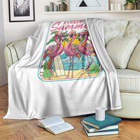 Summer Flamingo Pink Throw Blanket Tropical Palm Tree Beach Vacation