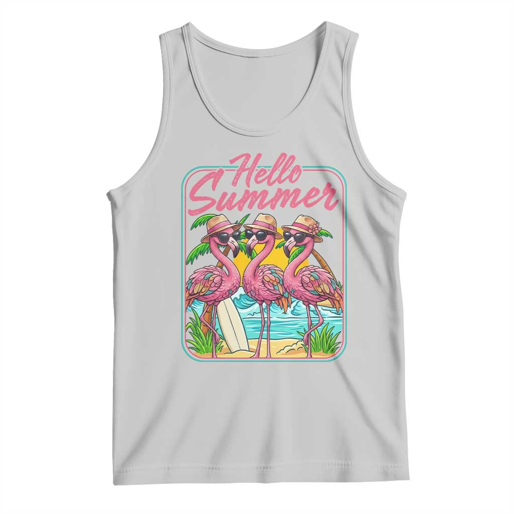 Summer Flamingo Pink Tank Top Tropical Palm Tree Beach Vacation