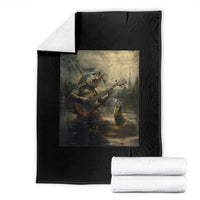 Weird Bass Fish Playing Bass Guitar Throw Blanket Funny Cursed Meme - Wonder Print Shop