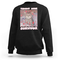 Tummy Ache Survivor Sweatshirt Funny Cute Cat Meme - Wonder Print Shop