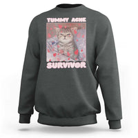 Tummy Ache Survivor Sweatshirt Funny Cute Cat Meme - Wonder Print Shop