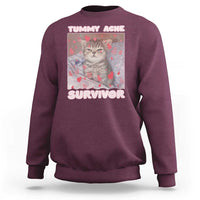 Tummy Ache Survivor Sweatshirt Funny Cute Cat Meme - Wonder Print Shop