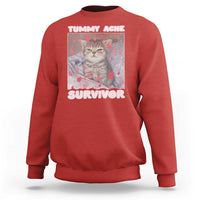 Tummy Ache Survivor Sweatshirt Funny Cute Cat Meme - Wonder Print Shop