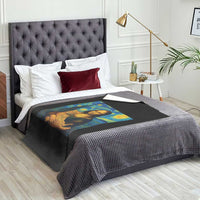 Mona Lisa Cat Starry Night Throw Blanket - Wonder Print Shop