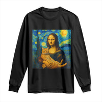 Mona Lisa Cat Starry Night Long Sleeve Shirt - Wonder Print Shop