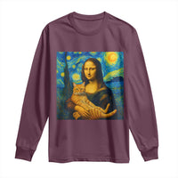 Mona Lisa Cat Starry Night Long Sleeve Shirt - Wonder Print Shop