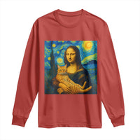 Mona Lisa Cat Starry Night Long Sleeve Shirt - Wonder Print Shop