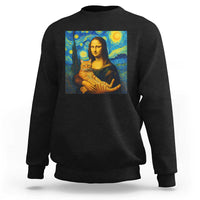 Mona Lisa Cat Starry Night Sweatshirt - Wonder Print Shop