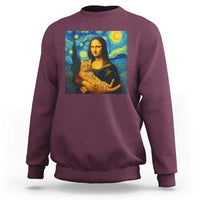 Mona Lisa Cat Starry Night Sweatshirt - Wonder Print Shop