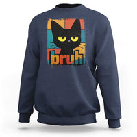 Funny Black Cat Bruh Meme Sweatshirt Funny Black Cat - Wonder Print Shop