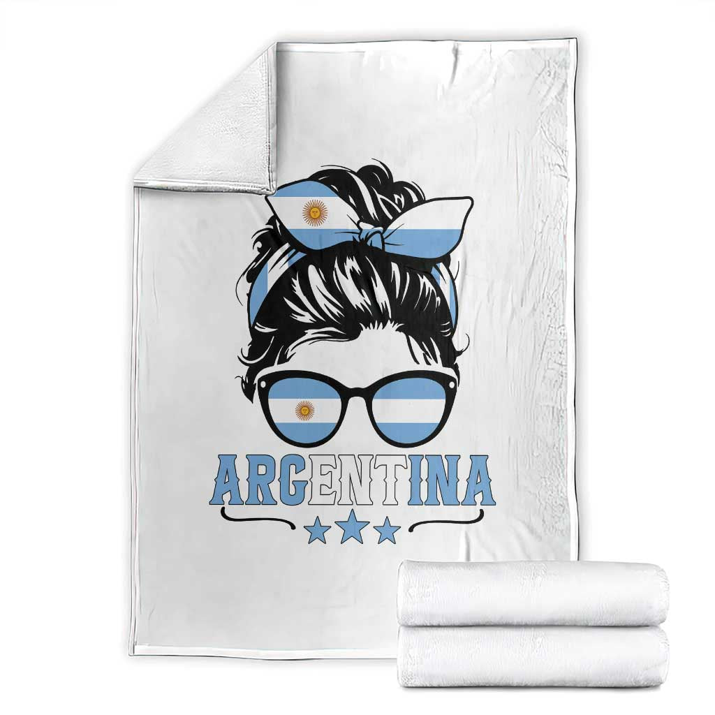 Argentina Messy Bun Proud Argentinian Flag Throw Blanket