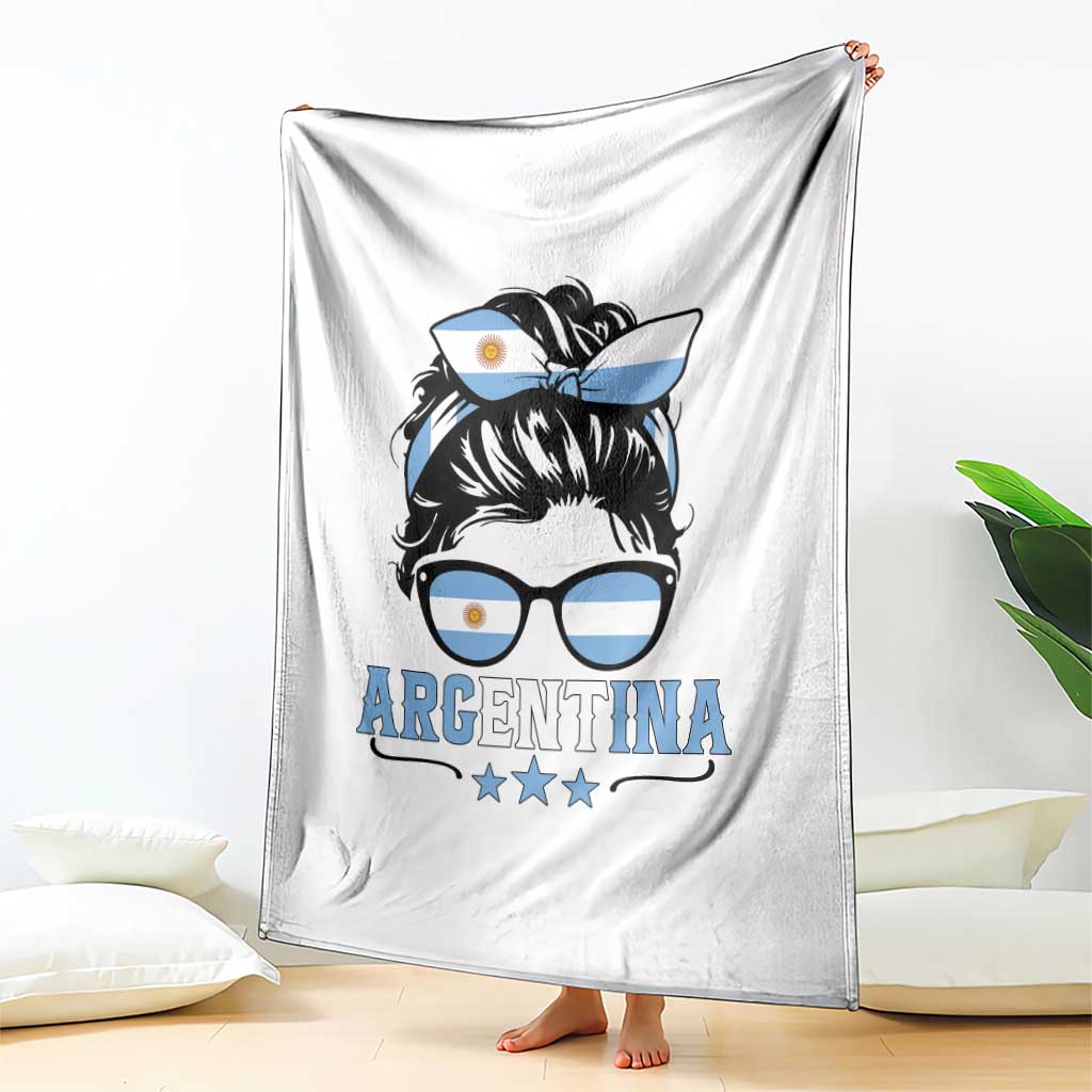 Argentina Messy Bun Proud Argentinian Flag Throw Blanket