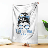 Argentina Messy Bun Proud Argentinian Flag Throw Blanket