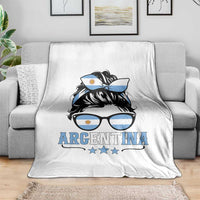 Argentina Messy Bun Proud Argentinian Flag Throw Blanket