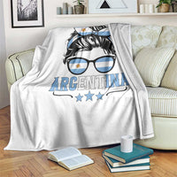 Argentina Messy Bun Proud Argentinian Flag Throw Blanket