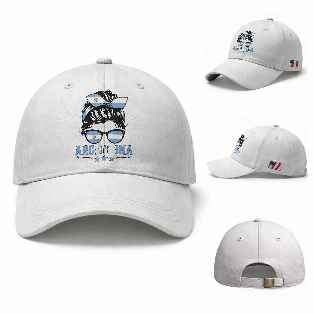 Argentina Messy Bun Proud Argentinian Flag Baseball Cap