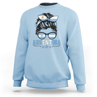 Argentina Messy Bun Proud Argentinian Flag Sweatshirt