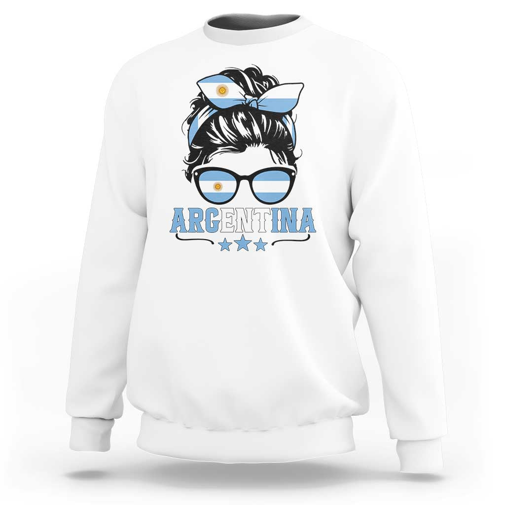 Argentina Messy Bun Proud Argentinian Flag Sweatshirt