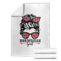 Norway Messy Bun Girl Norwegian Flag Throw Blanket