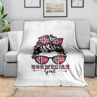 Norway Messy Bun Girl Norwegian Flag Throw Blanket