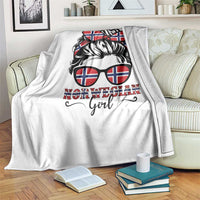 Norway Messy Bun Girl Norwegian Flag Throw Blanket