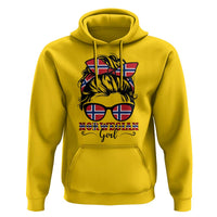 Norway Messy Bun Girl Norwegian Flag Hoodie