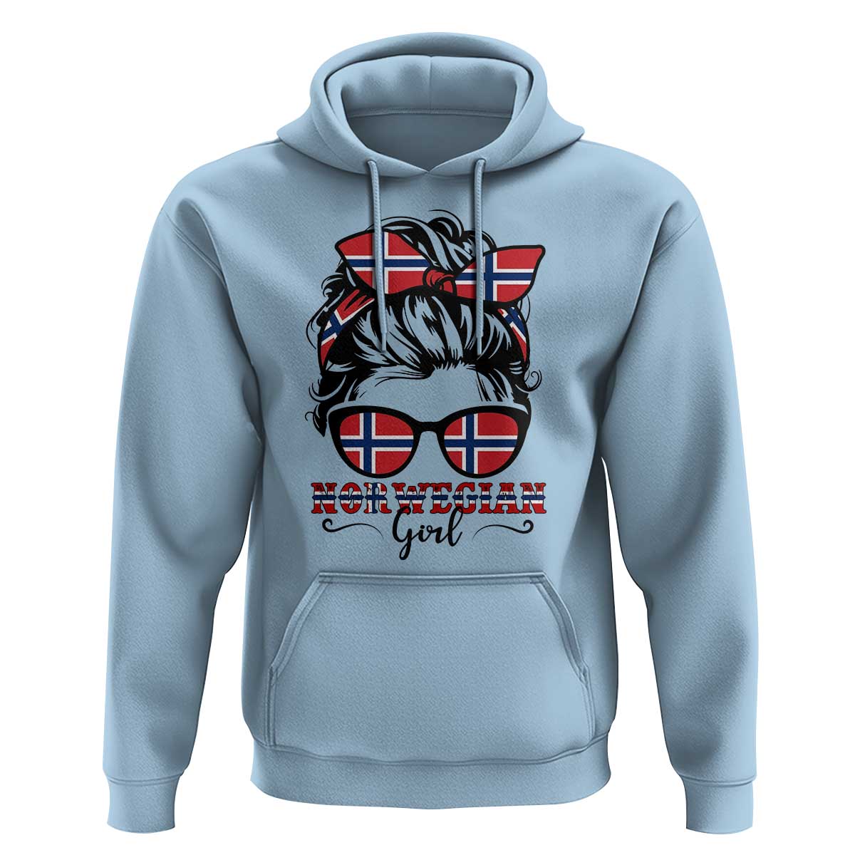 Norway Messy Bun Girl Norwegian Flag Hoodie