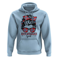 Norway Messy Bun Girl Norwegian Flag Hoodie