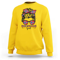 Norway Messy Bun Girl Norwegian Flag Sweatshirt