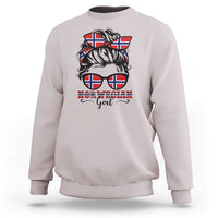 Norway Messy Bun Girl Norwegian Flag Sweatshirt