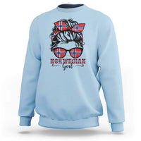 Norway Messy Bun Girl Norwegian Flag Sweatshirt