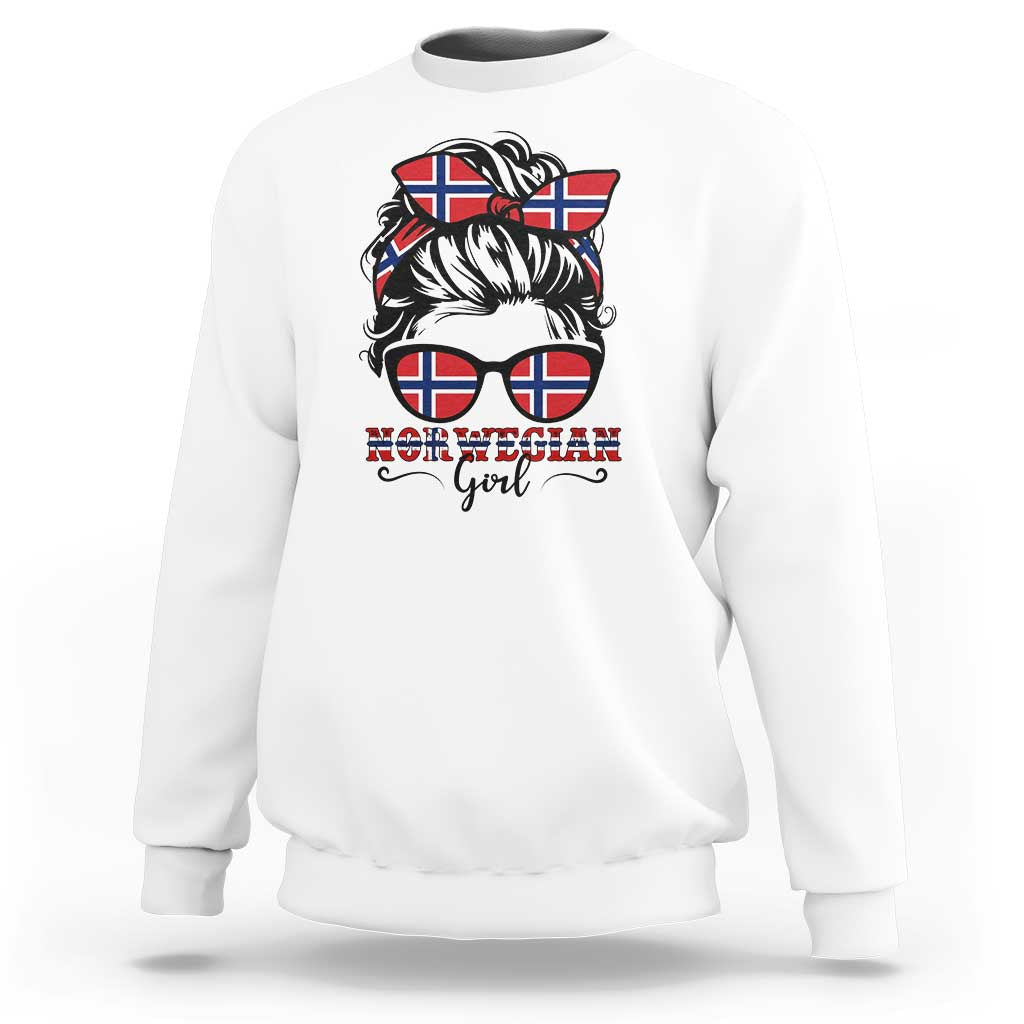 Norway Messy Bun Girl Norwegian Flag Sweatshirt