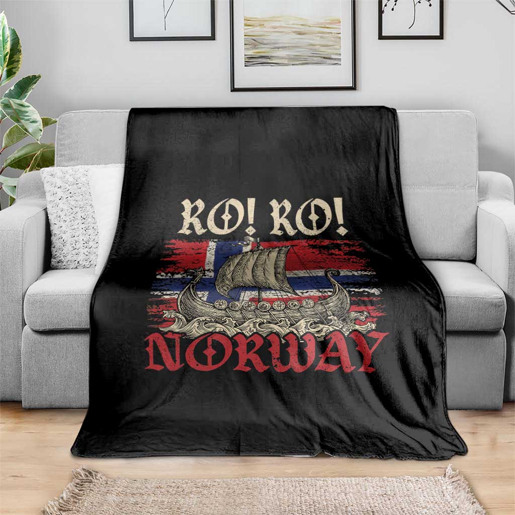 Ro Ro Norwegian Viking Ship Norway Flag Throw Blanket