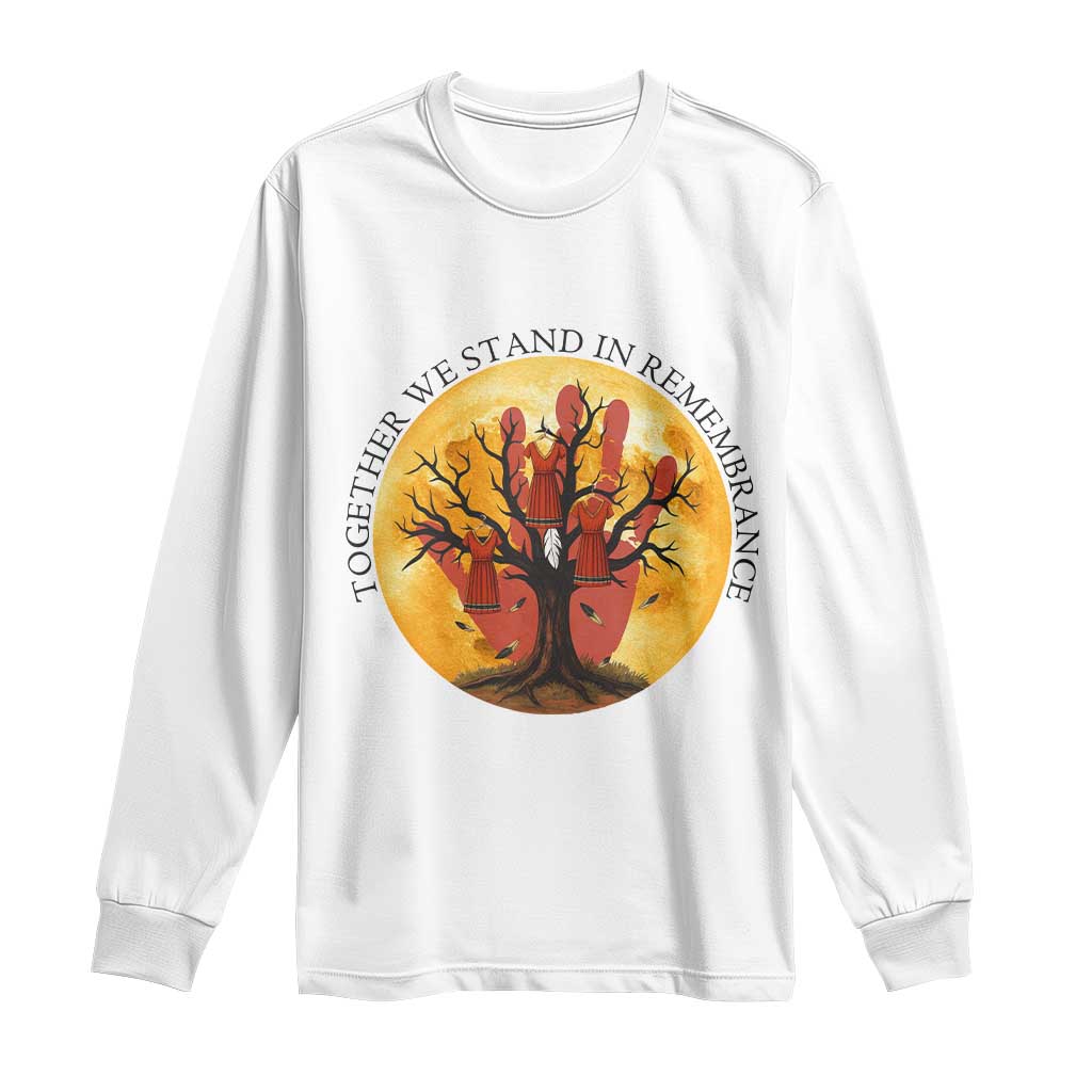 MMIW Red Hand Indigenous Native American Long Sleeve Shirt Together We Stand In Remembrance - Wonder Print Shop