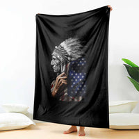 Indian Chief Native American USA Flag Throw Blanket - Wonder Print Shop