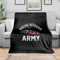 Native American Army Veteran US Flag Indigenous Soldier Throw Blanket
