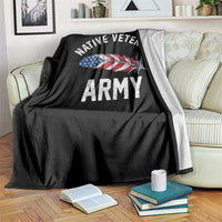 Native American Army Veteran US Flag Indigenous Soldier Throw Blanket