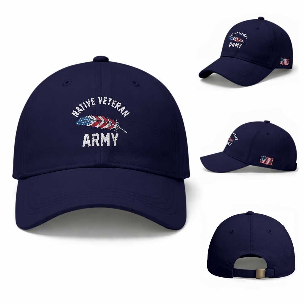 Native American Army Veteran US Flag Indigenous Soldier Baseball Cap