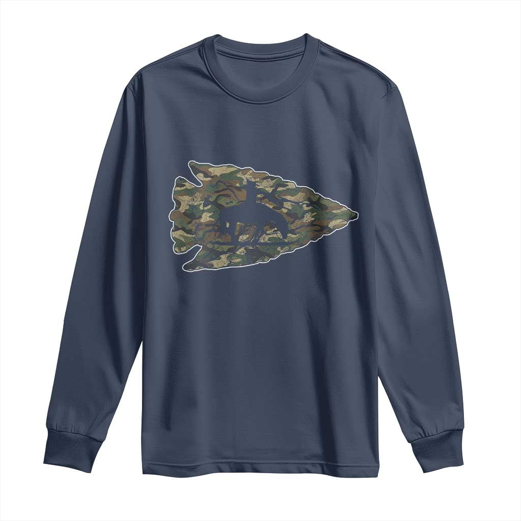 Arrowhead Hunter Native American Camouflage USA Flag Long Sleeve Shirt